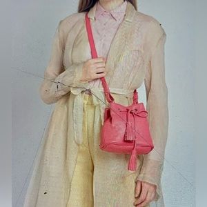 Trussardi Hot Pink Leather Crossbody Purse Handbag NWT Barbiecore